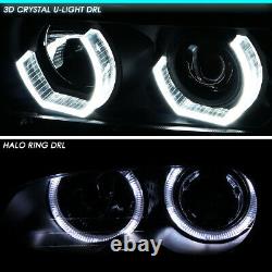 For 96-03 Bmw E39 5-series Black Led 3d Rgb Color Change Angel Eyes Headlight