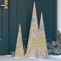Glitter String Cone Trees 3ft (91.4cm), Colour Changing with 100 LED Lights