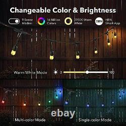 HBN 24ft Outdoor String Lights RGBW-Smart String Lights Color Changing 12 Acr