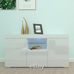 High Gloss Sideboard LED Cabinet Cupboard 2/3/4 Doors Drawer Storage White Black
