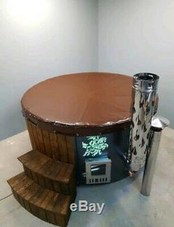 Hot New Wooden Fiberglass Wood Fired Hot Tub With Jacuzzi And Led Systems