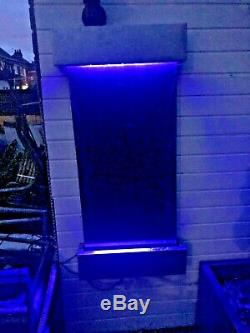 Indoor / outdoor Wall water fall feature With remote LED colour changing lights/