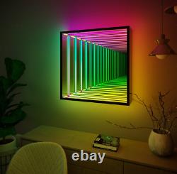 Infinity Mirror LED Wall Lamp, Geometric RGB Colour Changing Wall Decor (50cm)