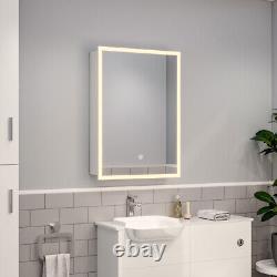 LED 3 Colour Changing Light Bathroom Mirror Cabinet Touch Shaver Socket Demister