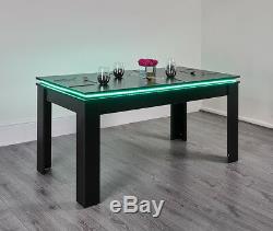 LED Colour Changing Modern Dining Table Kitchen Room 6 Seater Seats White Black