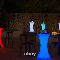 LED Light Up2 BAR STOOL+PUB PARTY TABLEDining Set 16 Color Changing Patio Seat