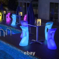 LED Light Up2 BAR STOOL+PUB PARTY TABLEDining Set 16 Color Changing Patio Seat