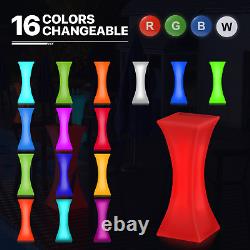 LED Light Up2 BAR STOOL+PUB PARTY TABLEDining Set 16 Color Changing Patio Seat