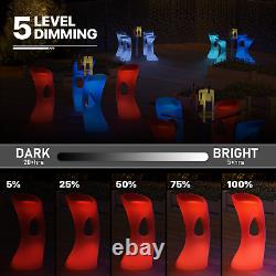 LED Light Up2 BAR STOOL+PUB PARTY TABLEDining Set 16 Color Changing Patio Seat