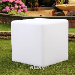 LED Mood Cube Stool, 40cm Light Up Seat Table Furniture by PK Green
