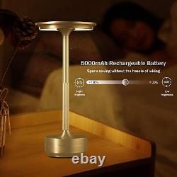 LED Rechargeable Table Lamps, Colour Changing (3000K-6000K) and Dimmable (Gold)