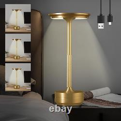 LED Rechargeable Table Lamps, Colour Changing (3000K-6000K) and Dimmable (Gold)