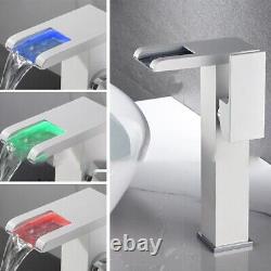 LED Waterfall Faucet Color Changing LED Corrosion Resistant Sleek Single Hole