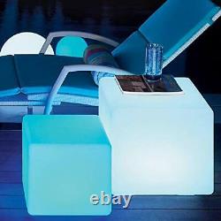 LOFTEK LED Light Cube 20-inch RGB Cube Seats Colors Changing Bar Chairs&Table