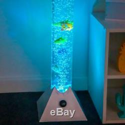 Large 90cm Colour Changing LED Sensory Water Tube Bubble Lamp with Fish SILVER