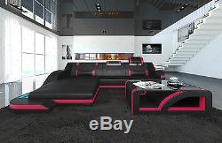 Leather sectional sofa Positano L shape with LED lights and changing colors