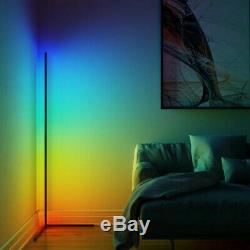 Minimal LED Corner Floor Lamp 16M RGB Colours Black Body Remote