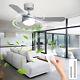 Modern 42 Inch Silver Ceiling Fan Withled Light 3 Color Changing Withremote Control