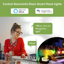 NOVOSTELLA 4 Pack 25W LED Flood Lights Outdoor, Smart WiFi RGB Color Changing