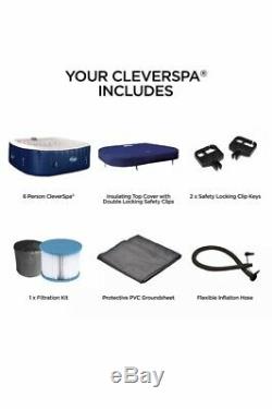 New Clever Spa Belize 6 Person Hot Tub & LED Lights Lay Z Spa NEXT DAY DELIVERY