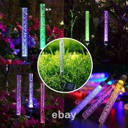 Outdoor Solar LED RGB Crystal Bubble Tube Lights Garden Decor Lamp Color Change