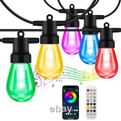 Outdoor String Lights Color Changing 48FT Sync with Music Led Patio Lights