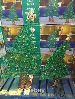 Pair of Indoor Outdoor Christmas Trees With 120 Colour Changing LED Lights NEW