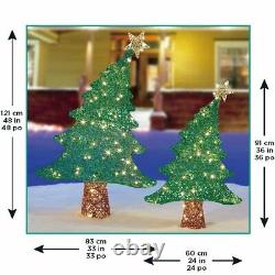 Pair of Indoor Outdoor Christmas Trees With 120 Colour Changing LED Lights NEW