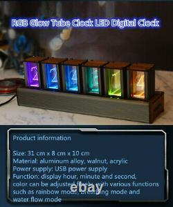 RGB Change Tube Clock LED Color Digtal Electronic Luminous Alarm Clock DIY Gift