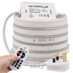 RGB LED Neon 220V 8x16mm Dimmable IP67 Waterproof Rope Light Flexible UK Plug