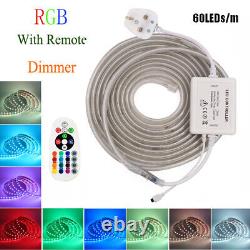 RGB LED Strip Lights 220V 240V 5050 Waterproof Tape Rope Outdoor Lamp UK Plug In