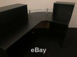 Reception Desk Black Led Lights, Remote Control, Colour Changing, Glass Shelf