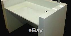 Reception Desk White Gloss Glass Shelf Led Colour Changing Lights With Remote