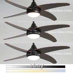 Remote Controlled Ceiling Fan & Light Metal / Black 4 Reversible Blades & Motor