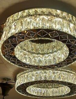Round mirrored frame crystallic colour changing LED ceiling light (5051-450&600)
