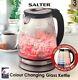 Salter Colour Changing Glass Kettle With Led Illumination 1.7 Litre 2200w Silver