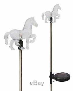 Set of 2 Solar Powered Horse Yard Garden Stake Color Changing LED Light