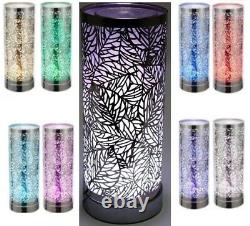 Silver Leaf Design Aroma Touch Lamp Oil Burner Wax Melt LED Light Color Changing