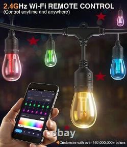 Smart Outdoor String Lights, APP Control LED RGB, Color Changing Dimmable 96ft