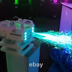 Snow Machine Blizzard Blower Effect LED Colour Changing DJ Disco Party inc Fluid