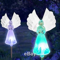 Solar Power Angel with Fiber Optic Wings Yard Garden Stake Color Change LED Light