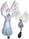 Solar Powered Angel With Fiber Optic Wings Garden Stake Color Change Led Light