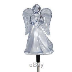 Solar Powered Angel with Frosted Skirt Yard Garden Stake Color Change LED Light