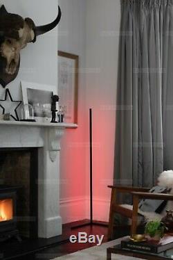 The Rue Colour Changing Minimalist LED Corner Floor Lamp Black (Remote)