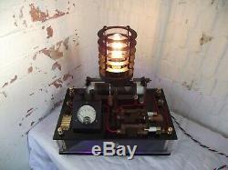 Upcycled table lamp. Mad scientist, steampunk