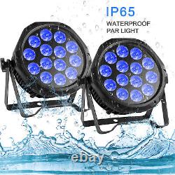 Waterproof 14LED Stage Lights RGB Par Can Flat DMX DJ Disco Uplighter Lighting