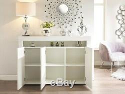 White Gloss Top Doors Sideboard Modern Cabinet Cupboard Buffet Gloss Unit Lily