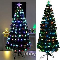 Xmas 6Ft Green Frosted Fiber Optic Tree With Color Changing LED Light Home Decor
