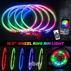 15,5 pouces Lumières de roue LED RGB à changement de couleur pour voiture camion Bluetooth APP + télécommande