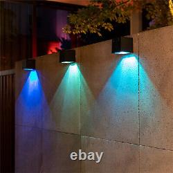 1-10pcs Lampe murale solaire à changement de couleur pour extérieur, LED étanche pour clôture et escaliers.